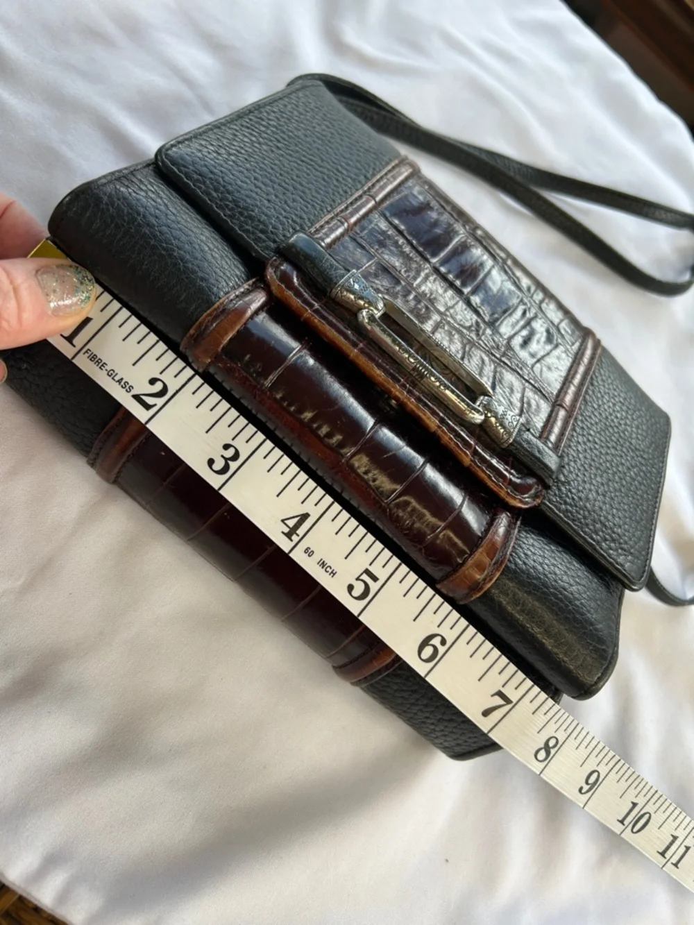 Vintage Brighton Black & Croc Embossed Leather Crossbody – Retired Style